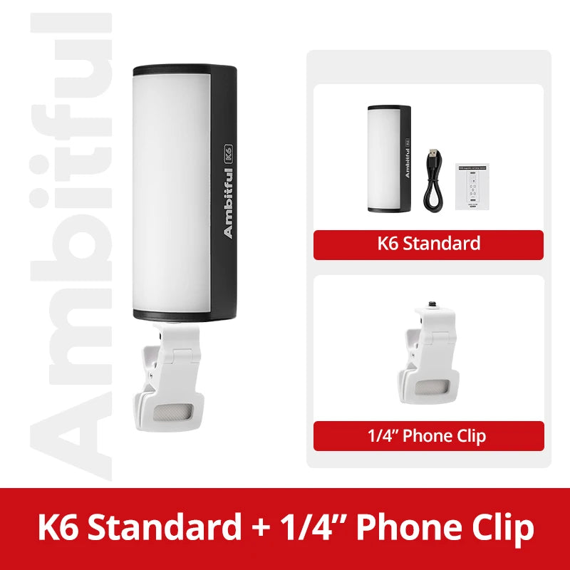 RGB Handheld LED Video Light - Magnetic Tube with Adjustable Temperature K6 Kit 1 China Mainland Tidesmit