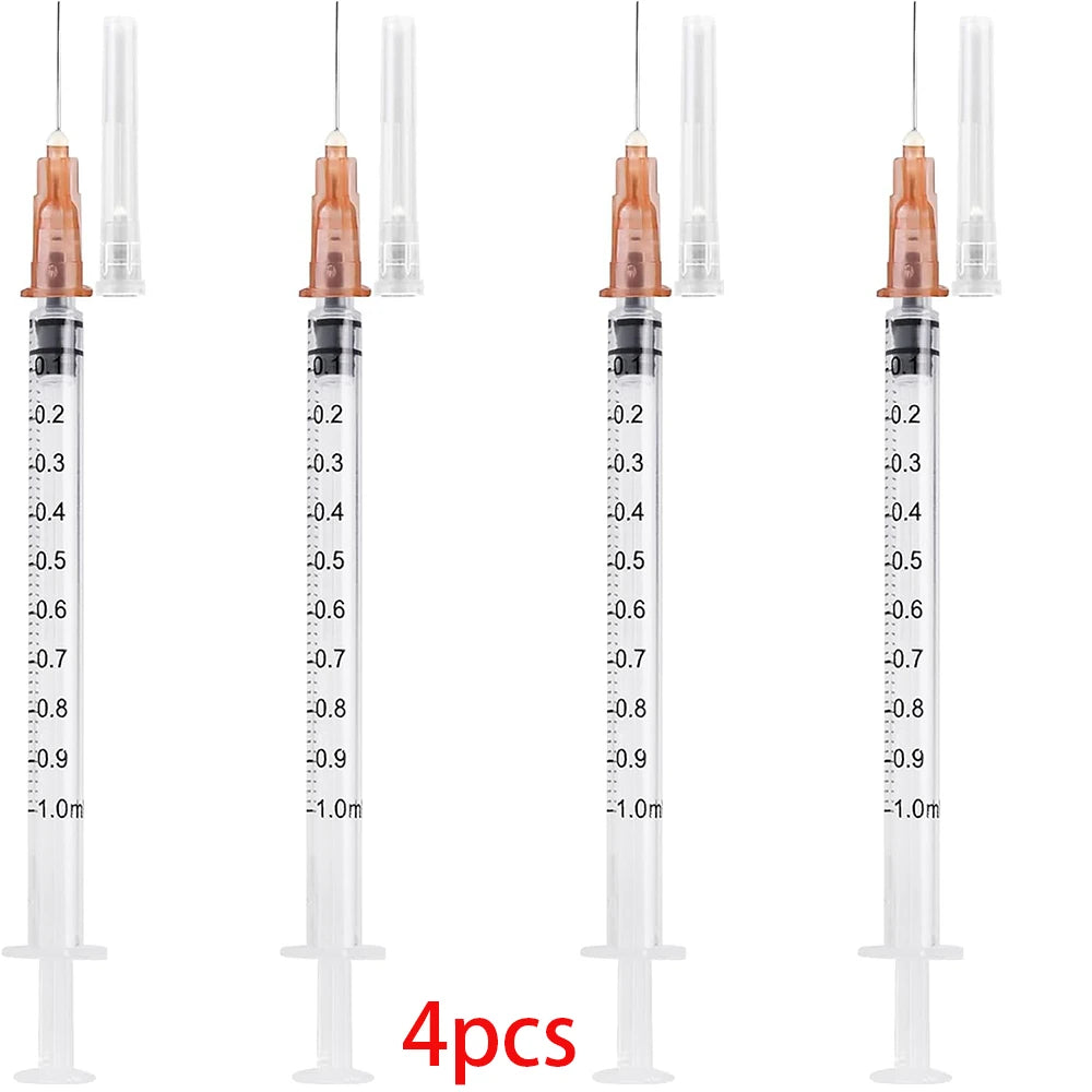 100pcs 1ml plastic syringes for precise pet feeding, lab use, or plant irrigation with needle caps.