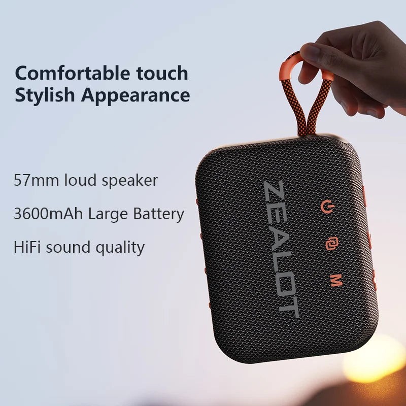 ZEALOT S75 10W Wireless Speakers, Outdoor Portable Subwoofer Speaker Waterproof IPX 6, Wireless Speaker, Dual Pairing,3000mAh.