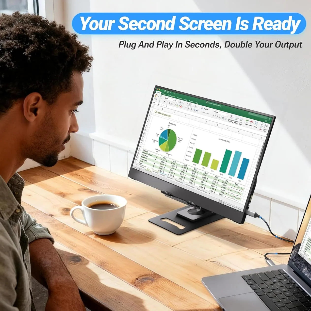 AHXJKA 15.6 Inch Portable Monitor FHD1080P IPS HDR Screen Second Monitor External Screen for MAC Laptop PC Xbox/PS4/5/Switch