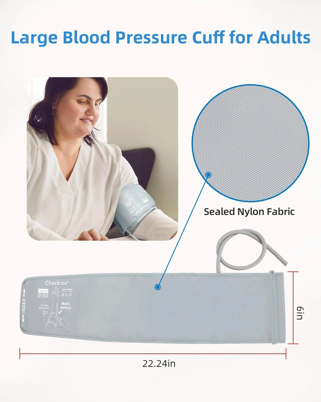 Checkme Large Blood Pressure Cuff for Adult Upper Arm Cuff Compatible with Most BP Monitors with 6 Connectors