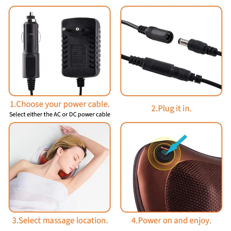 Electric Cervical Neck Massager with Heat Therapy & Spine Support Massage Cushion Tidesmit