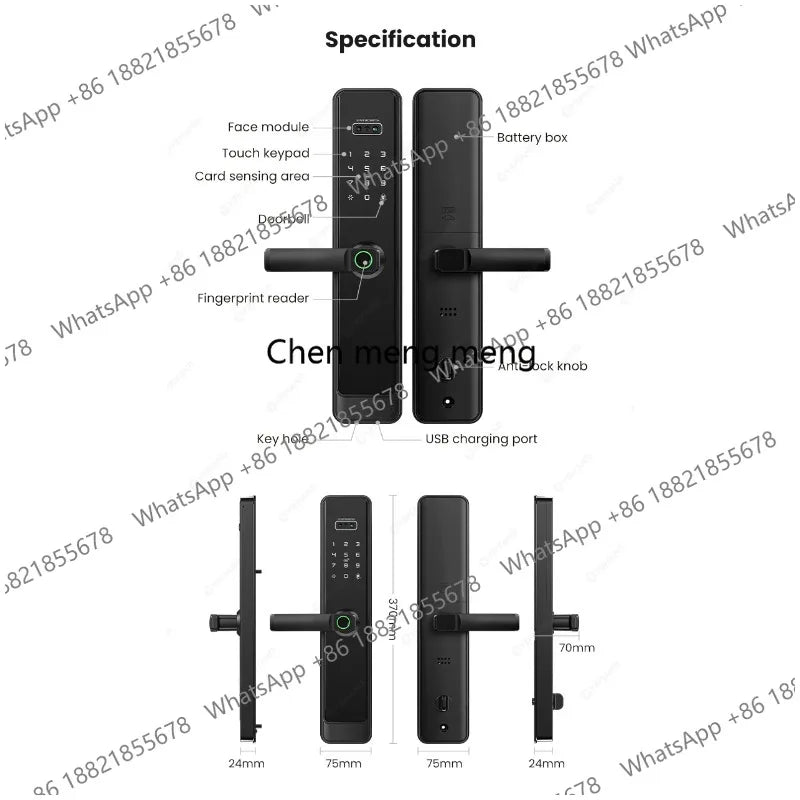 3D Face Recognition Digital Door Camera Fingerprint cerradura inteligente Electronic Smart Door Lock For Home