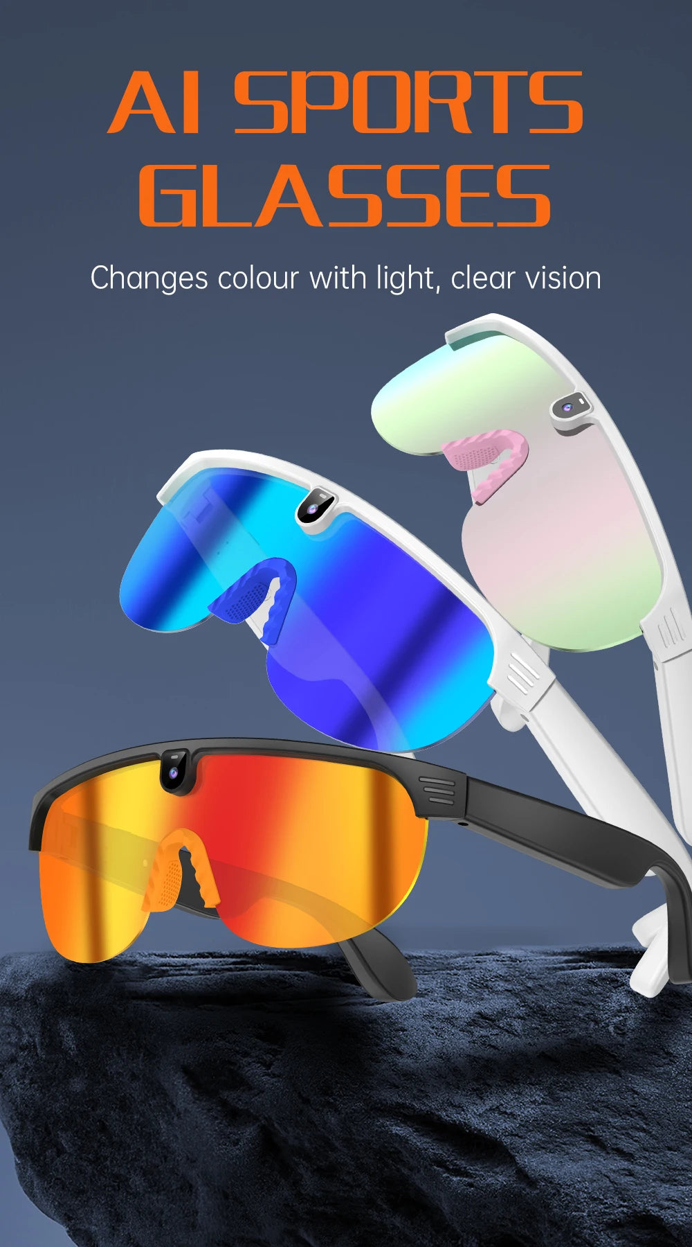 Tidesmit Smart Cycling Glasses with HD Camera and Spatial Bluetooth Audio Tidesmit