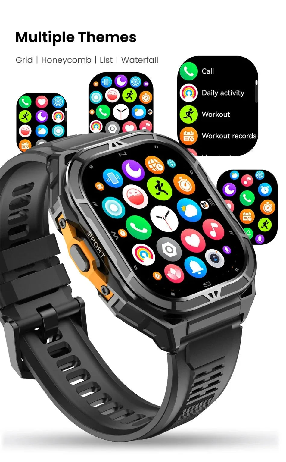 2025 New GPS Smart Watch Men 1.96-inch HD AMOLED Screen Compass Bluetooth Call 5ATM Waterproof Sport Smart Watch for Android iOS
