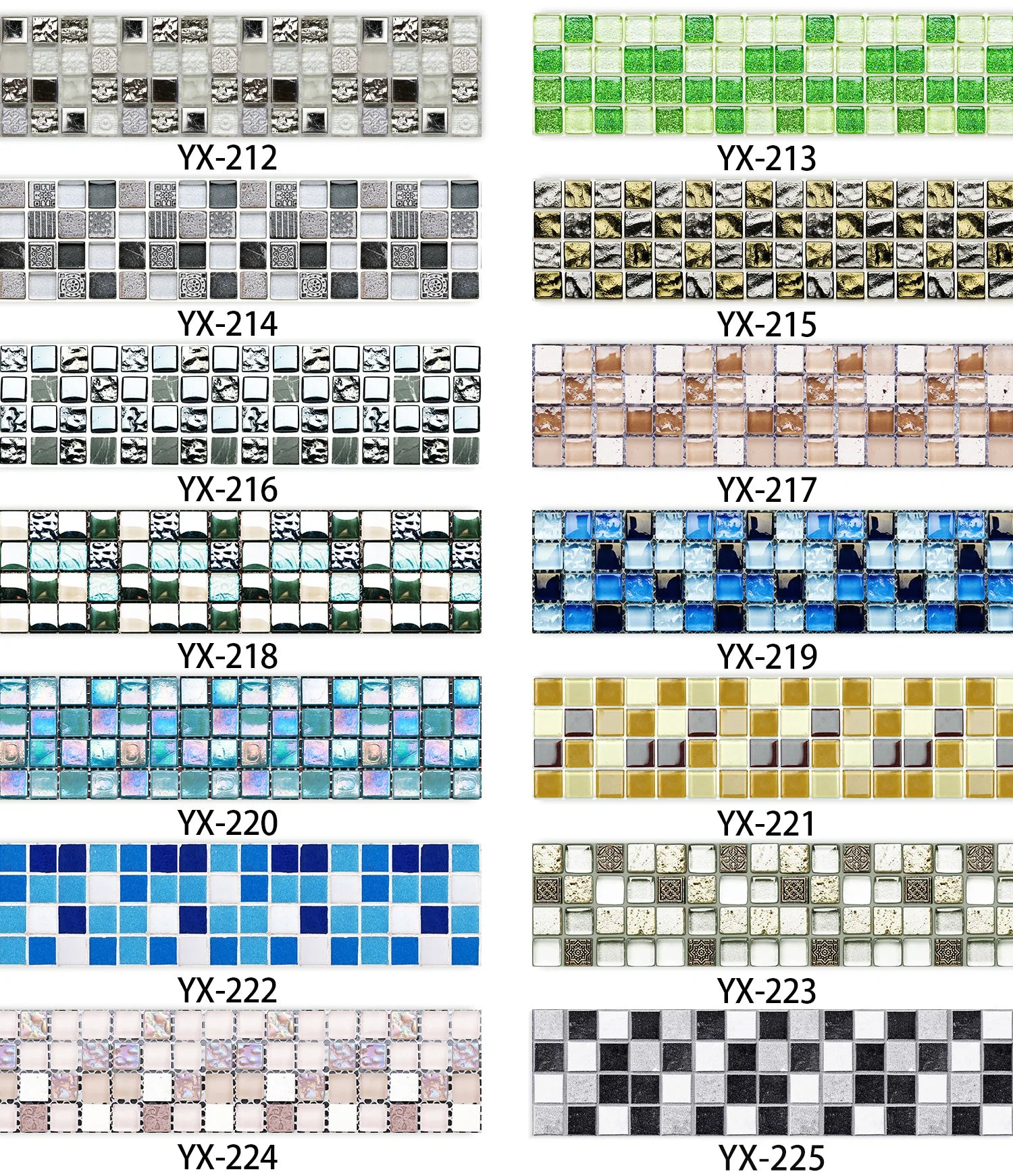 26 Styles 2D Mosaic Tiles Wall Sticker Waist Line Skirting Strip Peel & Stick Bathroom Kitchen Backsplash Home Decor Wall Decals
