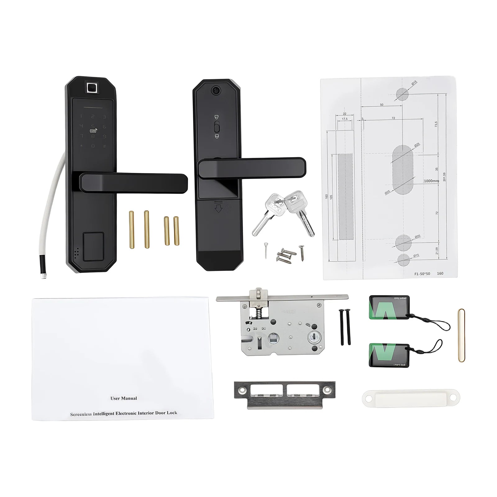Smart Door Lock Fingerprints passwords 4 Unlock Methods 15 Month Battery  200 User Capacity for Home Office Apartment Security