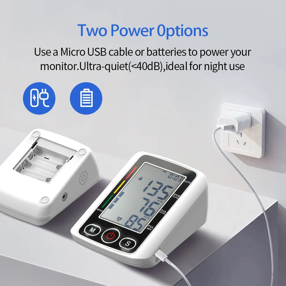 Automatic Tonometer Upper Arm Blood Pressure Monitor LCD Screen Sphygmomanometer Digital BP Monitor Medical Tensiometer Measure