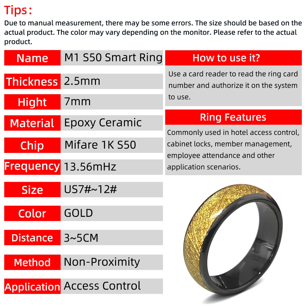 RFID Ceramic Smart Health Ring 13.56MHz NFC Access Key by Tidesmit Tidesmit