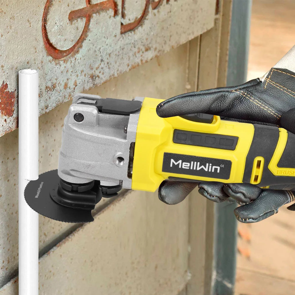 MELLWIN Brushless Oscillating Multi Function Tool Electric Saw Polisher Woodworking Cutting Tool For Makita 18V Battery Pin