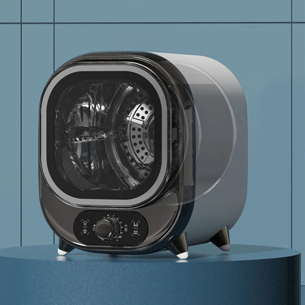 Tidesmit portable electric clothes dryer and sterilizer roller showing side angle features for compact laundry care