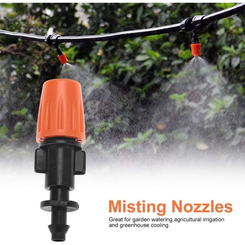 ZK Water Saving Drip Irrigation Kit, 8-Hole Drip Atomizing Nozzle, 4/7 Tubing, C Y Stake for Garden Farm Multi-Scenario Watering