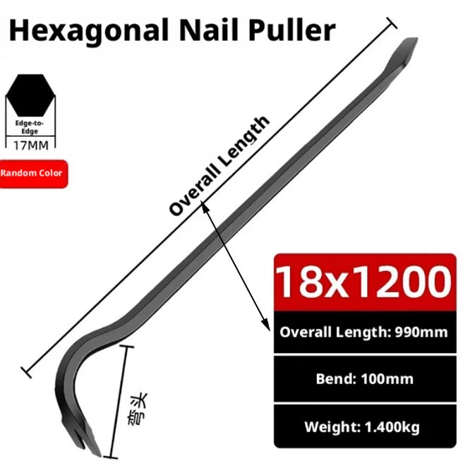 47/68/98cm Heavy-Duty Crowbar, Woodworking Nail Puller, Pry Bar, Auto Repair Tools, Construction Manual Disassembly Tools