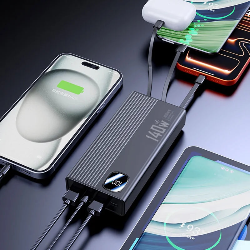 Portable Charger with 4-in-1 Cables - High Capacity Power Bank 50000mAh+ Tidesmit