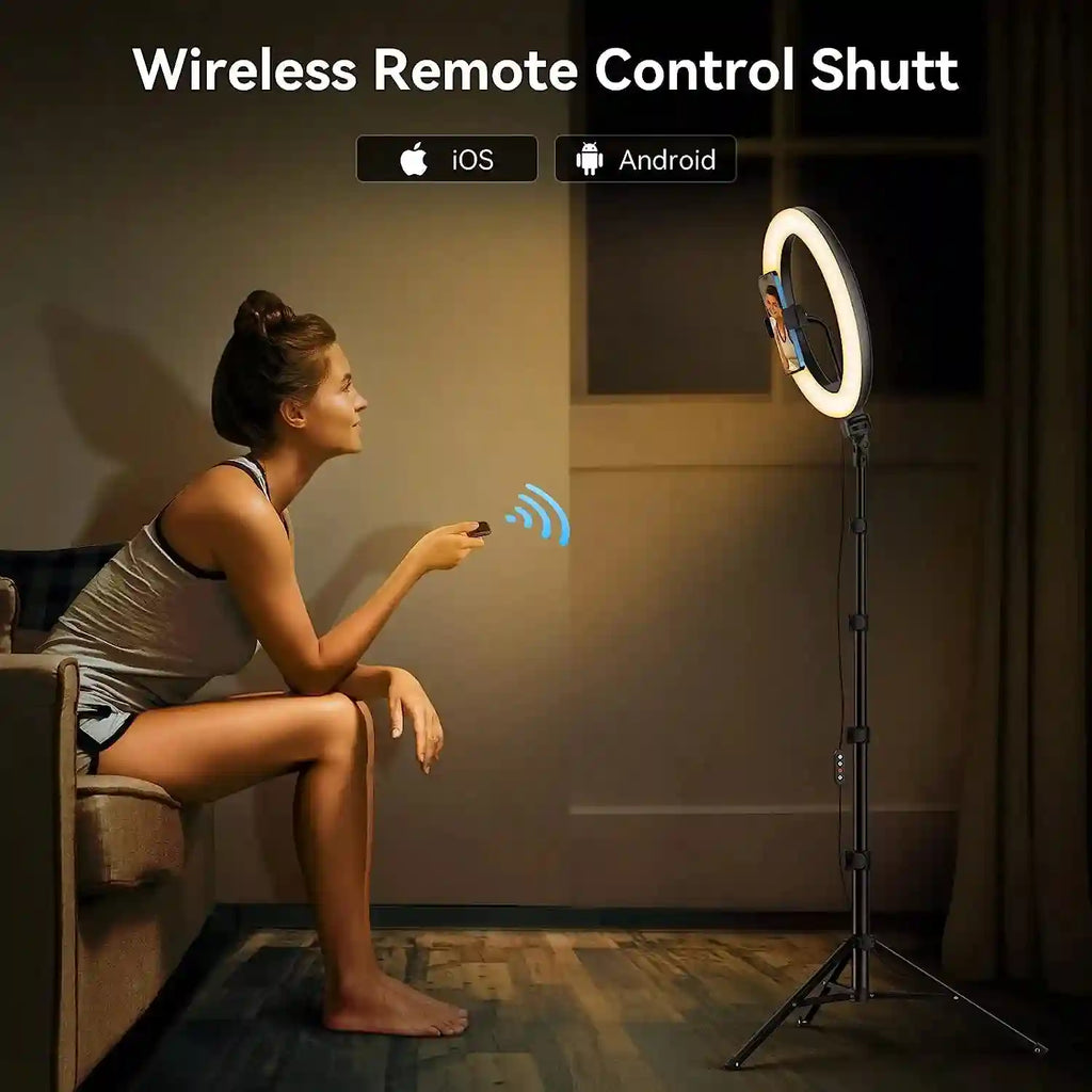 12 Inch LED Ring Light with Adjustable Tripod for Content Creation Tidesmit