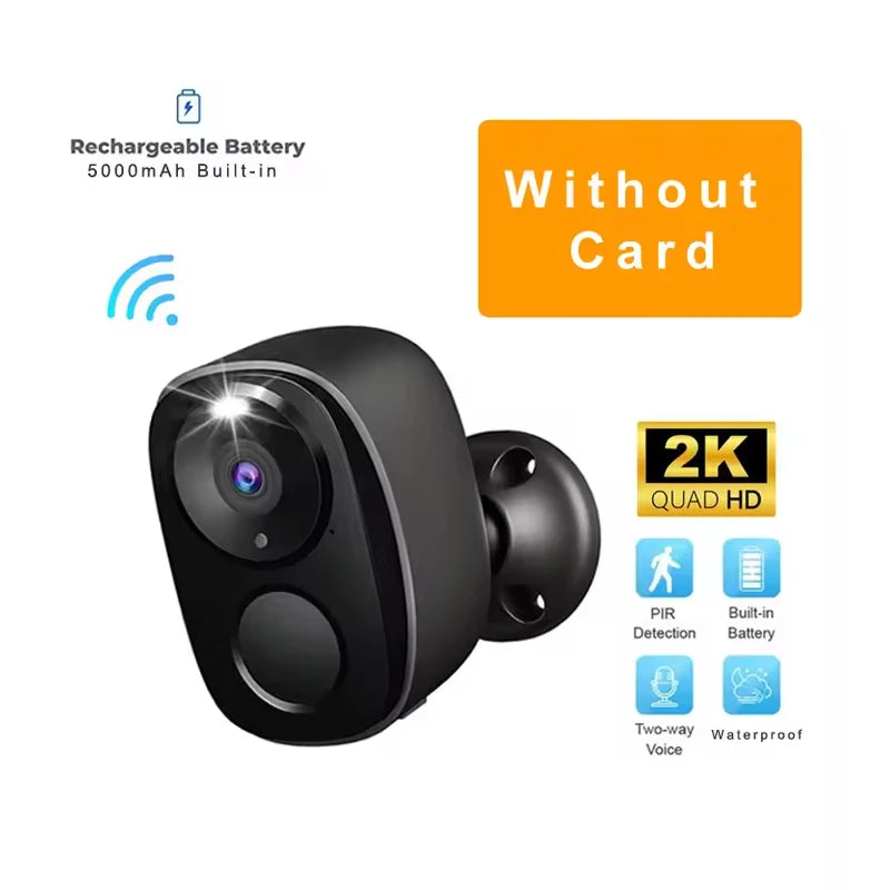 Wireless outdoor security camera with 2K quad HD, two-way voice, rechargeable battery