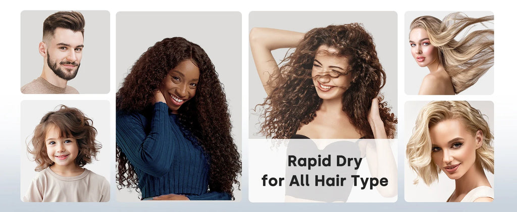 High-speed negative ion hair dryer featuring a diffuser for fast, salon-quality drying on all hair types and textures.