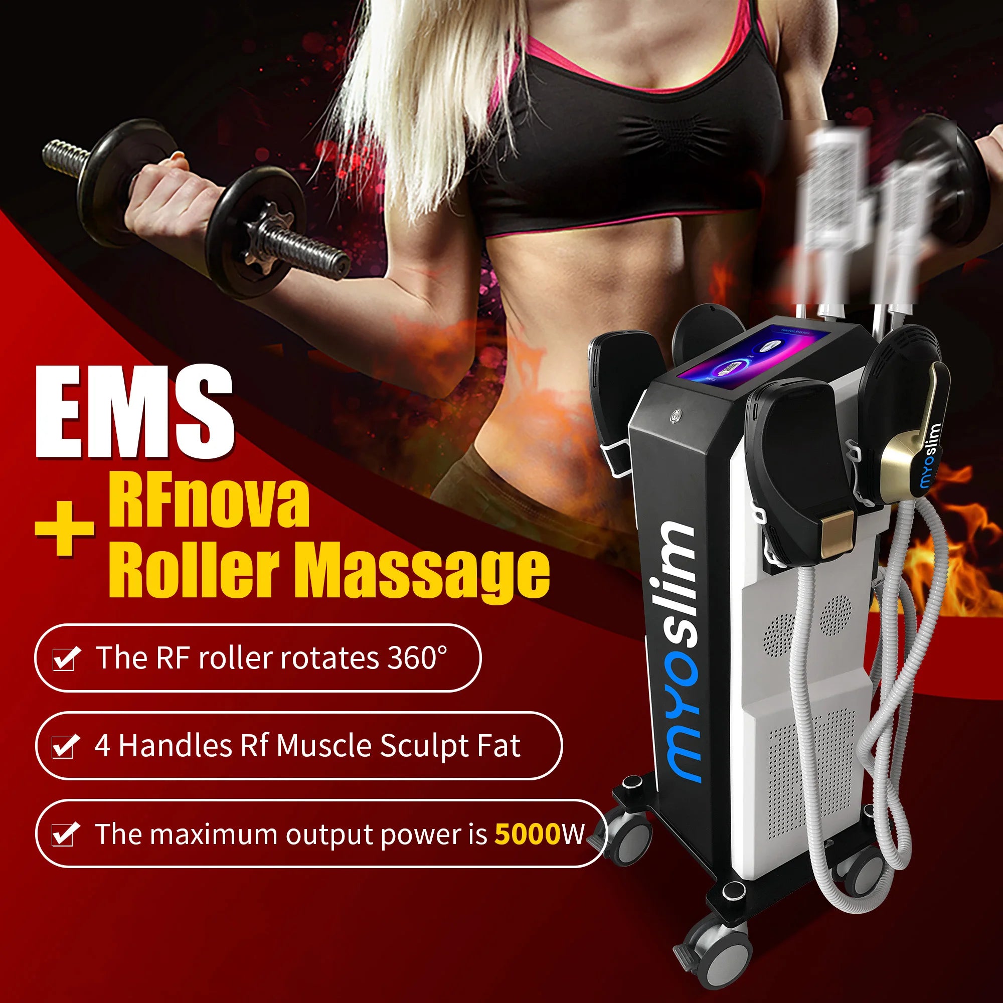 EMS RF Body Sculpting Machine - 4 Handle Professional Fat Burner Relaxation Treatment Tidesmit