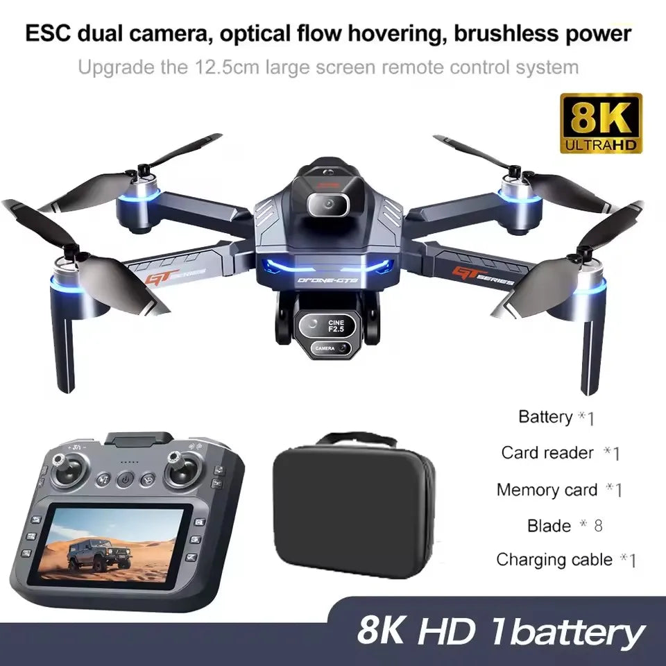 8K HD Camera Drone with GPS and Obstacle Avoidance - Foldable Quadcopter GT8 8k-Battery1 China Mainland Tidesmit