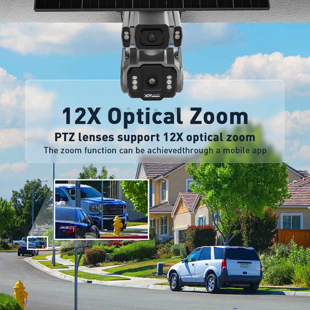 LS VISION AOV AI Tracking Outdoor Surveillance Camera 12X Optical Zoom Cctv Camera 4G Cloud SIM Dual Screen  24/7 Video Record