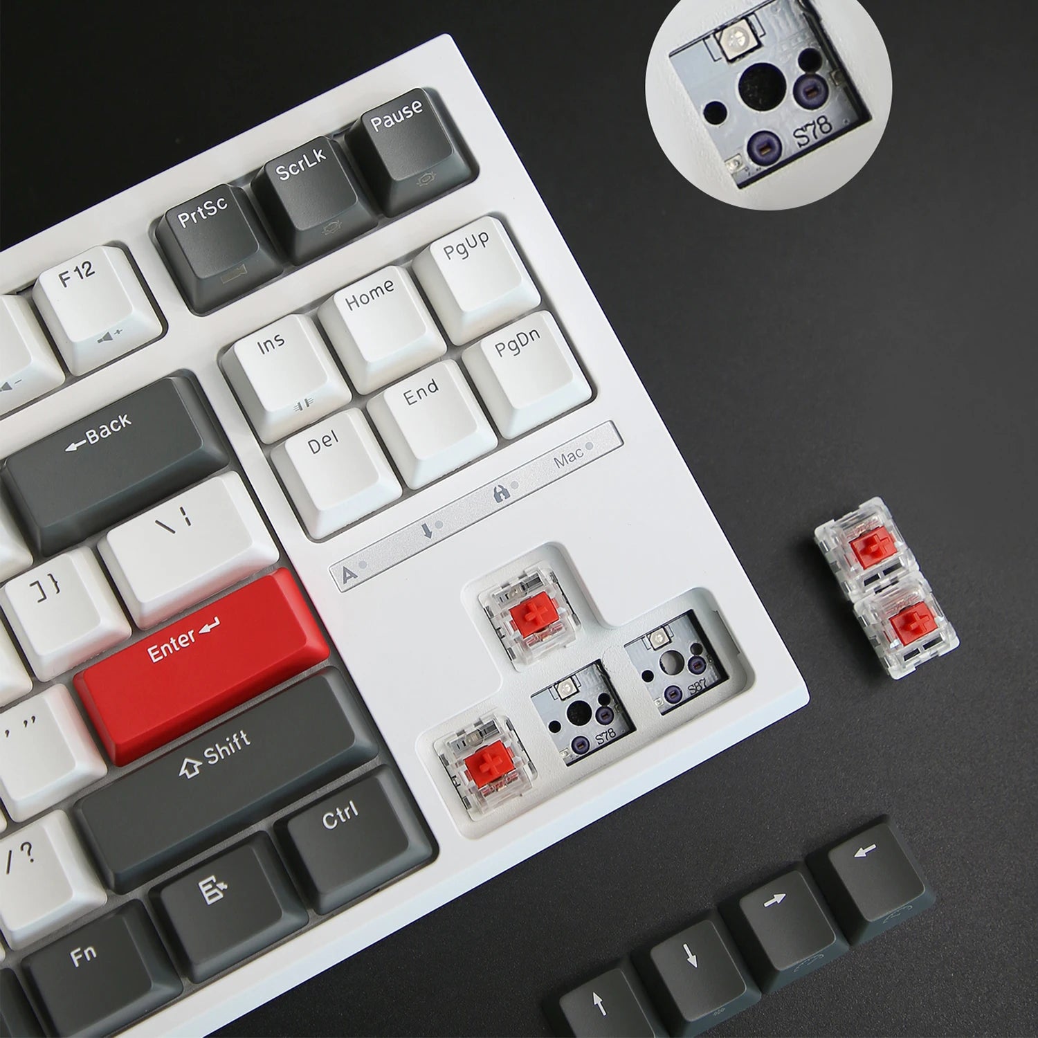 RK ROYAL KLUDGE R87 Wired Brazilian Gamer Keyboard 87 Key RGB Backlit Hot-swappable Mechanical Keyboard Customised Keycaps