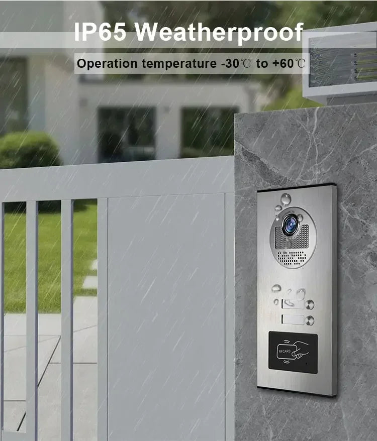 ANJIELO 7-inch 4-cable video door telephone system 2/3/4-unit multi-apartment intercom video doorbell with RFID card unlocking