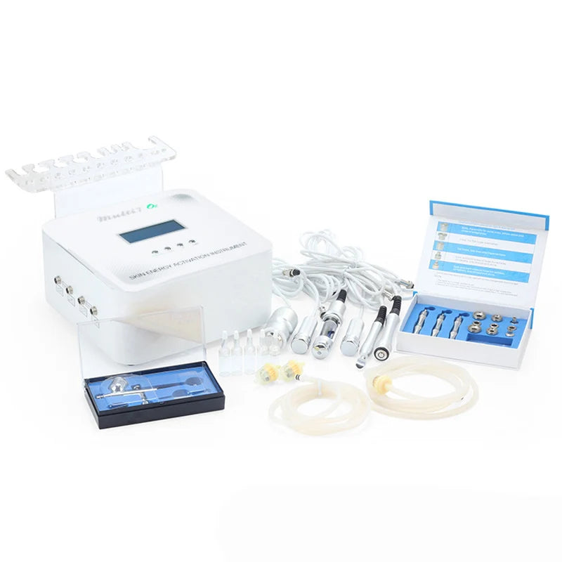 7-in-1 multifunctional hydro ultrasonic RF facial machine for microdermabrasion, face lifting, and skin management.