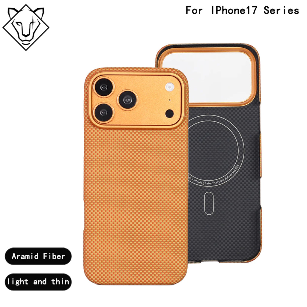 iPhone 17 Pro Max Magnetic Case Aramid Fiber Slim Fit Orange Orange Tidesmit