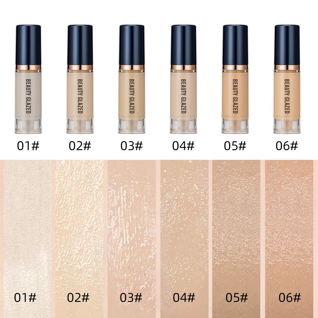 Tidesmit Beauty Glazed 6 color liquid foundation concealer texture close-up for waterproof full coverage face makeup