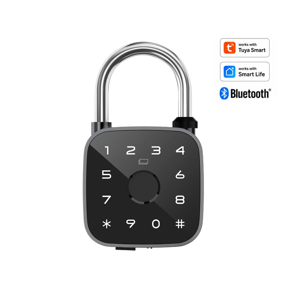 Tuya Bluetooth Fingerprint Padlock Rechargeable Digital Luggage Lock Password IP67 Waterproof Outdoor Security Electronic Lock