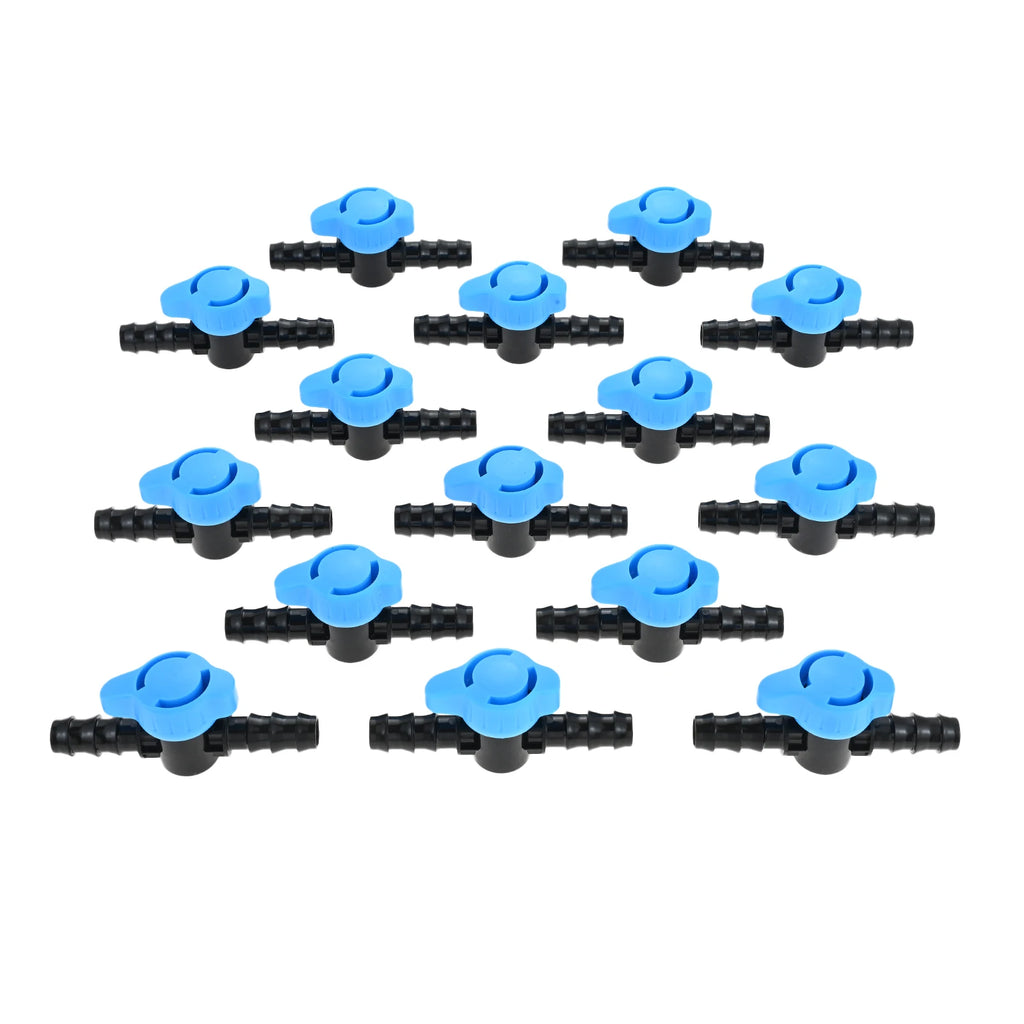 15pcs Plastic Drip Irrigation 1/2 Inch Barbed Shut Off Valve for 1/2 Inch 16mm Drip Irrigation Tubing for Drip Sprinkler Systems