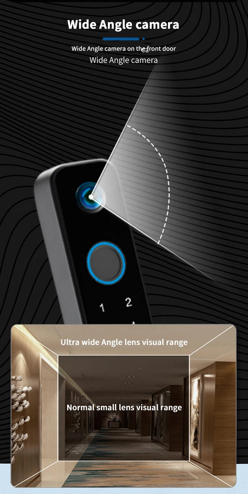 Smart Lock with Camera Door Viewer Waterproof IP66 Tuya WiFi Fingerprint Password Sliding RFID Card Sliding Electronic Door Lock