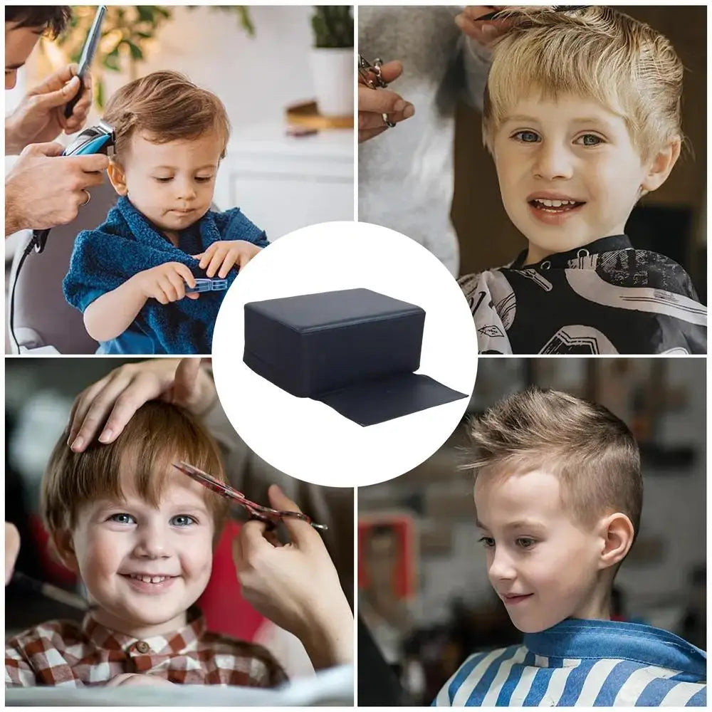 Barber Child Booster Seat - Black PU Leather Kids Salon Stool Massage Chairs Tidesmit