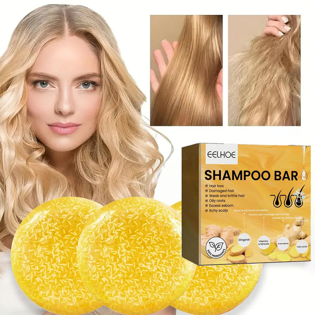 Ginger Hair Shampoo Bar,Natural Organic Ginger Soap for Hair Growth,Anti Hair Loss,Refreshing & Hydrating,Deep Cleansing Scalp