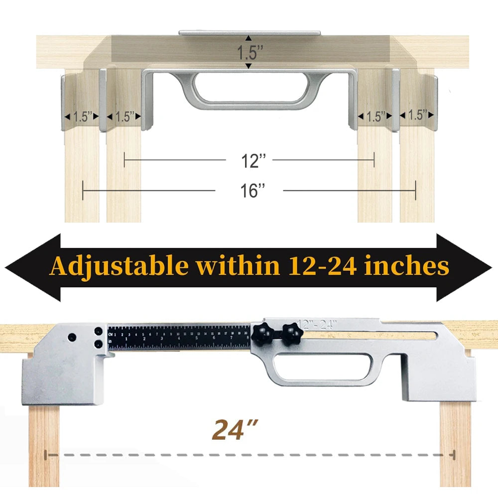 Center Stud Layout 12-24 Inch Wall Accurate Measurement Framing Spacing Positioning Jig Cast Aluminum Wall Stud Framing Tool