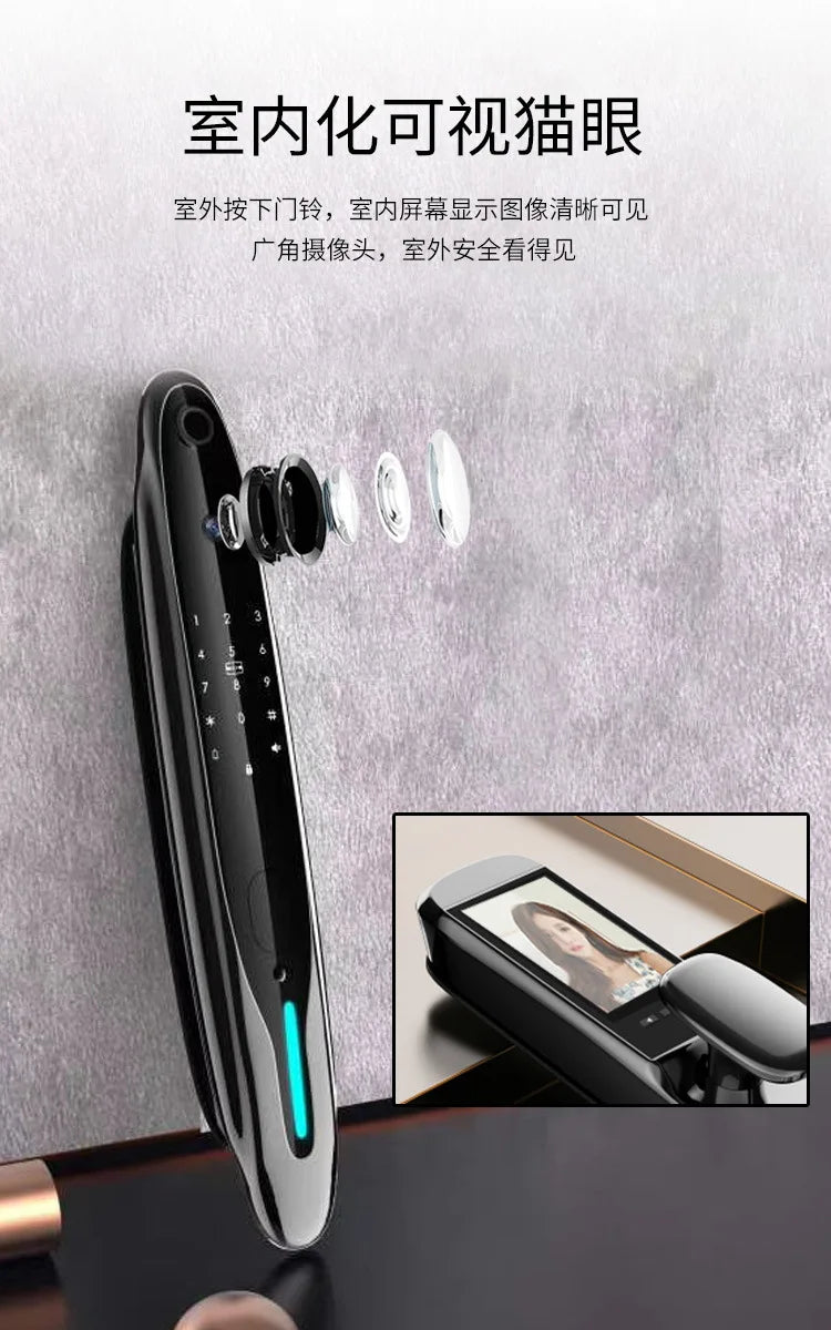 Video intercom smart, home anti-theft electronic door lock with surveillance camera password lock fully automatic