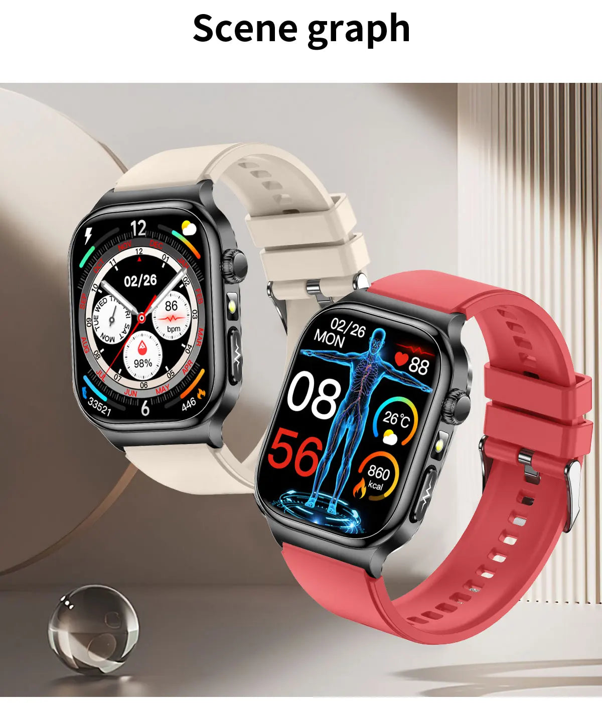 2026 New ECG Heart Health Analysis Smart Watch Accurate Uric Acid Blood Pressure Body Fat Five organ Fitness Health Smart Watch