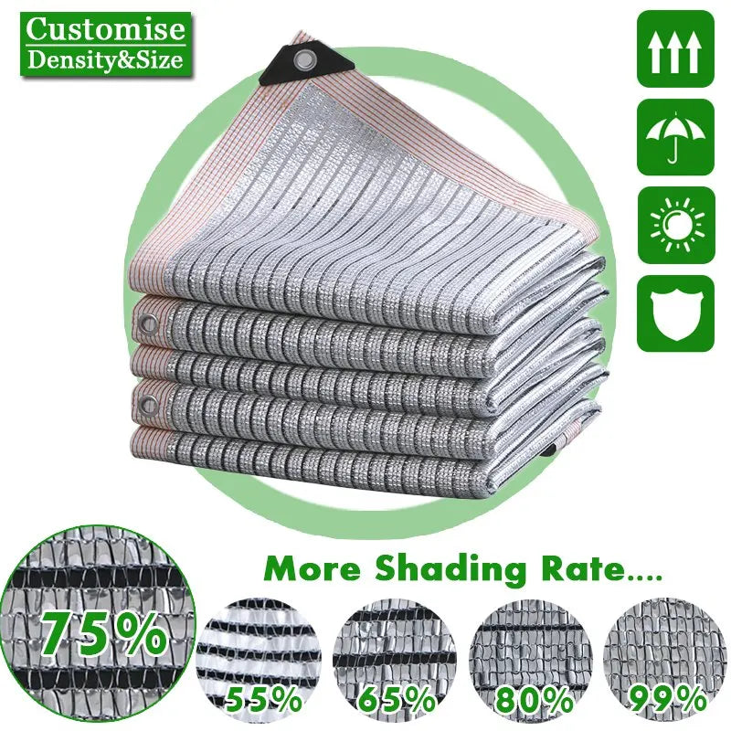 Shading 55~99% Aluminum Foil Sunshade Net Silvery Anti-UV Awning Fence Privacy Screen Garden Sun Shade Mesh Car Sun Shed Canopy