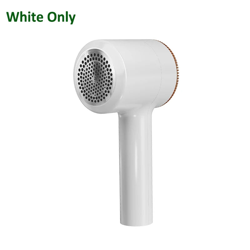 Tidesmit portable electric fabric shaver removing lint and fuzz balls from clothing, showing detailed blade head view.