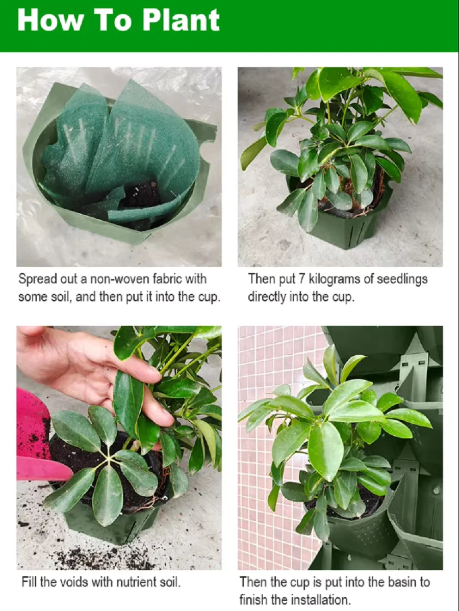 Outdoor Multi-layer Planting Trough Vertical Garden Plant Wall Plastic Planter Modular Planting Box Fence Hanging Flower Pot