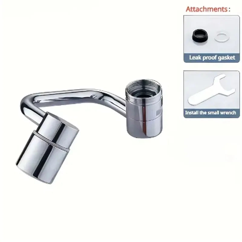 1pc 1080° Swivel Stainless Steel Faucet Extender Splashproof Dual Spray Mode Bathroom Sink Accessories Universal, with Adapter