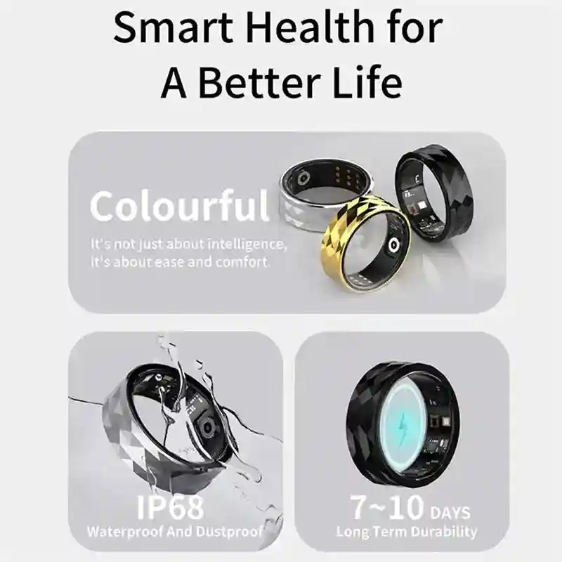 Smart Health Ring - Fitness Tracker with Heart Rate & Sleep Monitoring Tidesmit