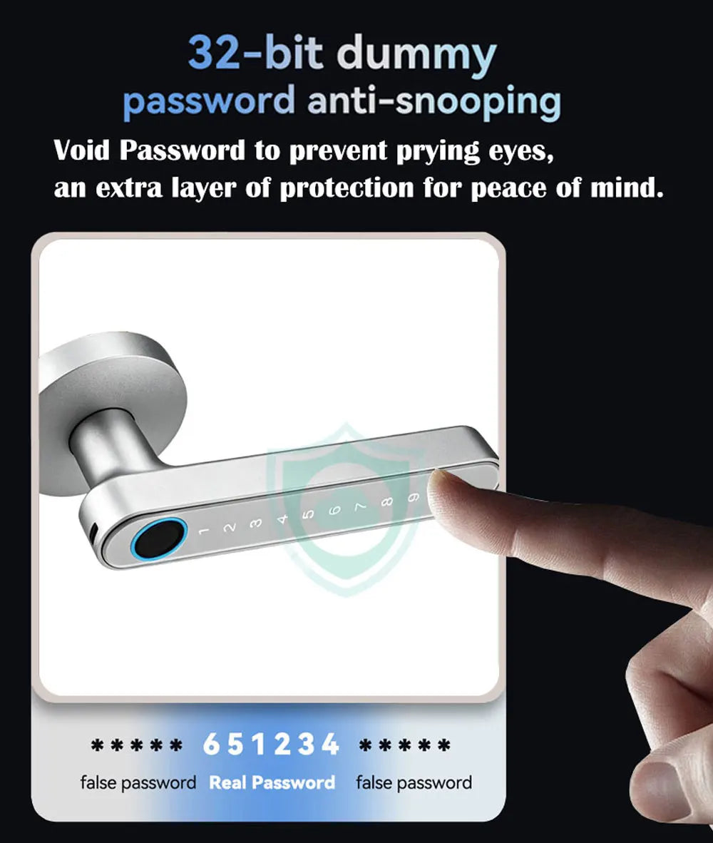 Tuya App Smart Digital Lock Handle with Fingerprint Password Key Card Unlocking Access Handle Lock for Room Home Security