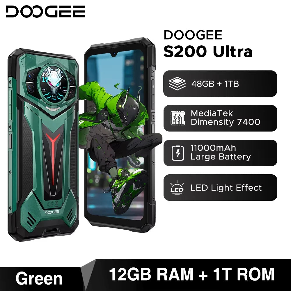 DOOGEE S200 5G Rugged Smartphone with Dual AMOLED Display & 1TB Storage AE 12GB 1TGB GREEN UNITED KINGDOM Global Version