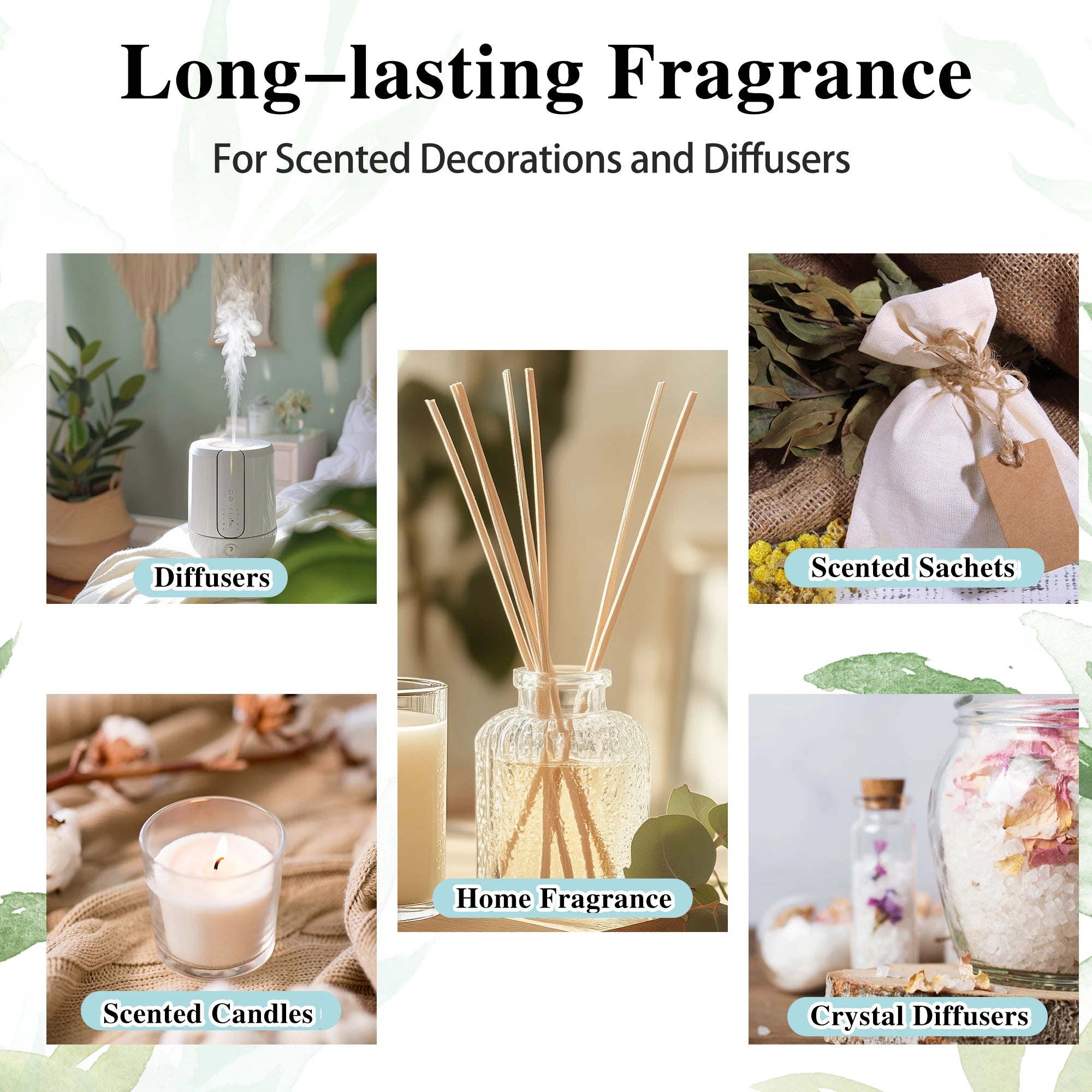 MAYJAM Lavender Jasmine Eucalyptus Vanilla Sandalwood Mint 10ml Natural Plant Essential Oil with Dropper For Diffuser Humidifier