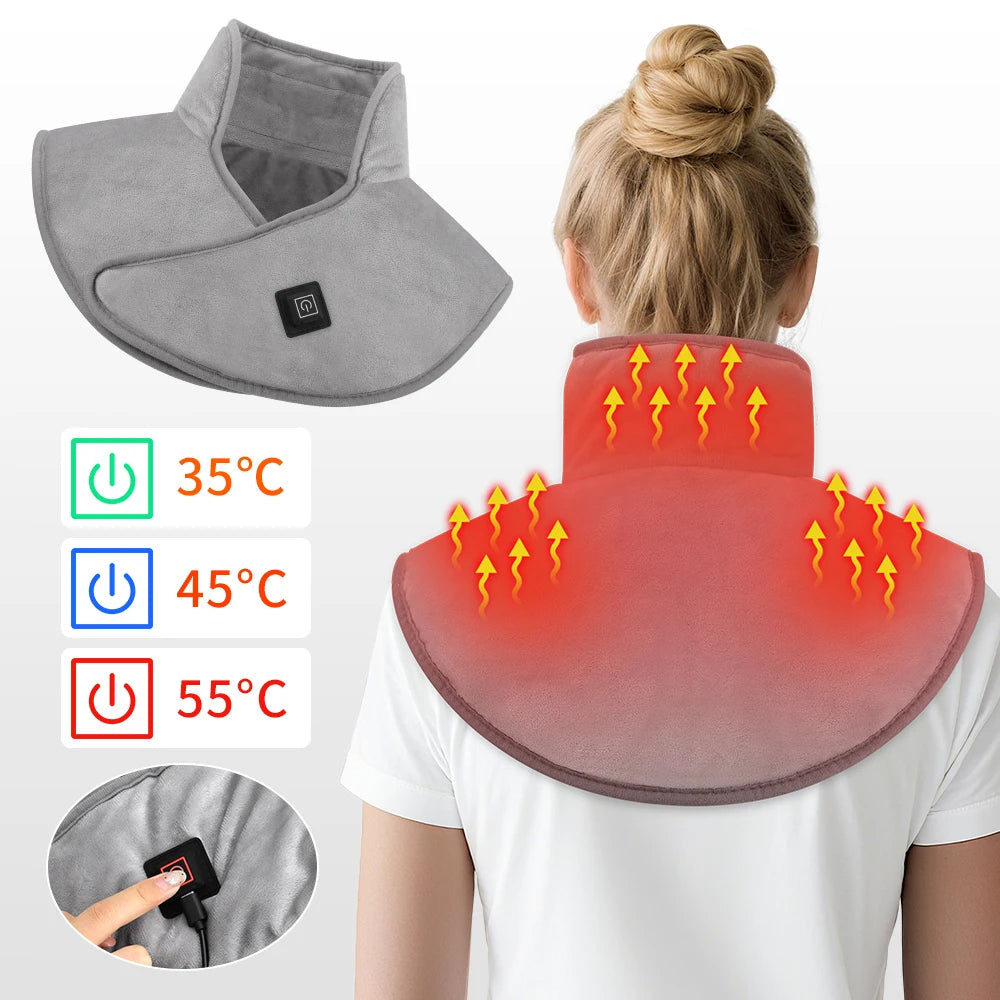 Electric Heating Neck Shoulder Massager - USB Rechargeable Cervical Pad Fascia Gun Tidesmit