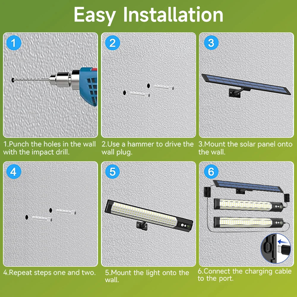 316 LED Solar Lamp Motion Sensor Outdoor Camping Wall Light Waterproof 3 Modes Solar Powered Security Light Garden Fence Garden
