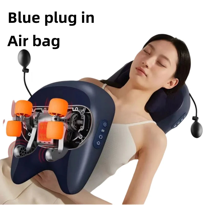 Electric Massager with Heat Therapy for Targeted Deep Tissue Muscle Relief Massage Cushion Blue airbag plug in Tidesmit
