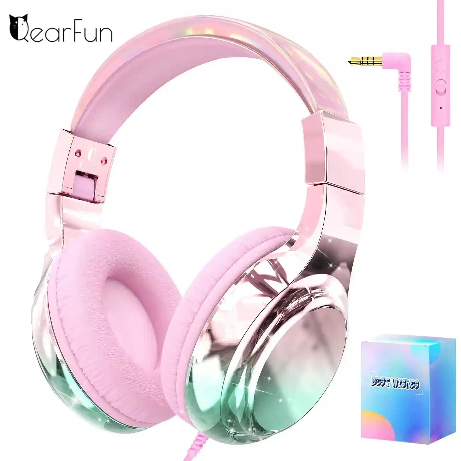 Wired Kids Headphones with Mic | Volume Limited Over-Ear Stereo Tidesmit