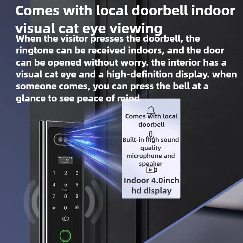 Outdoor Lock with Surveillance Camera Home Automatic Smart Door Lock 3d Facial Recognition Fingerprint Password